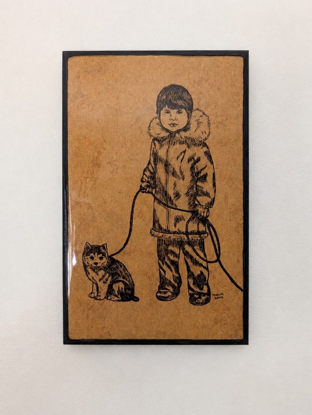 Rare Vintage Ink On Wood Art By Mukluk Annie